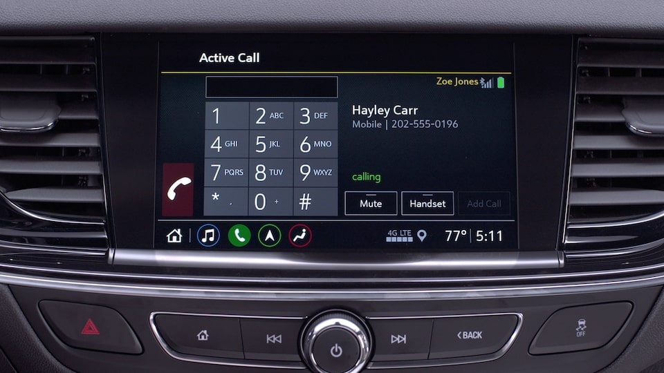 The Hands-Free Voice Call Feature being Displayed on the Buick Infotainment System