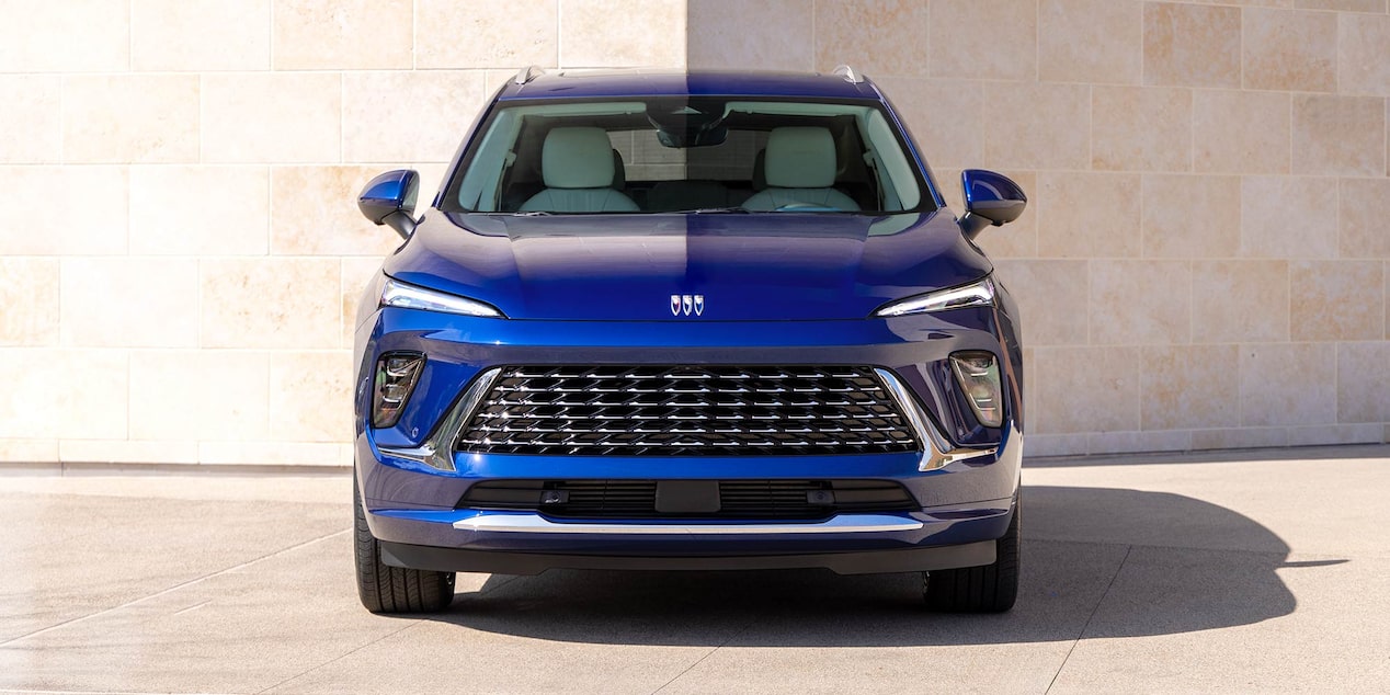 Front View of a Blue Buick Enclave Mid-Size SUV