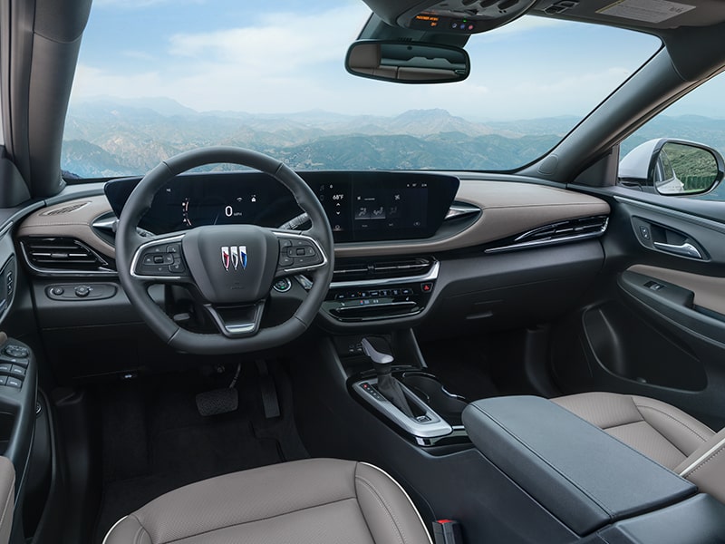 Close Up View of Buick's Steering Wheel and 11" Touchscreen Infotainment System